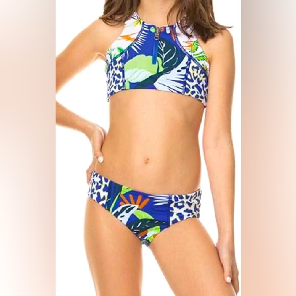 Maaji Tropical Racerback Bikini Set Blue Green BNWT